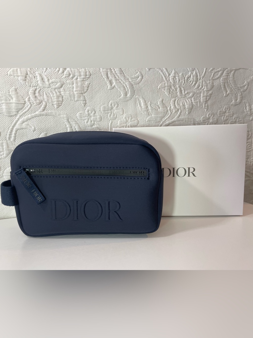 Men’s Christian Dior Beauty Nylon Navy Toiletry Bag Dopp Kit NWT